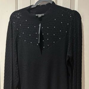 Belldini Black Crewneck Sweater with Sequin Detail